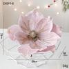 24CM Flocked Magnolia Christmas Flowers: Elegant High-End Fabric Decorations