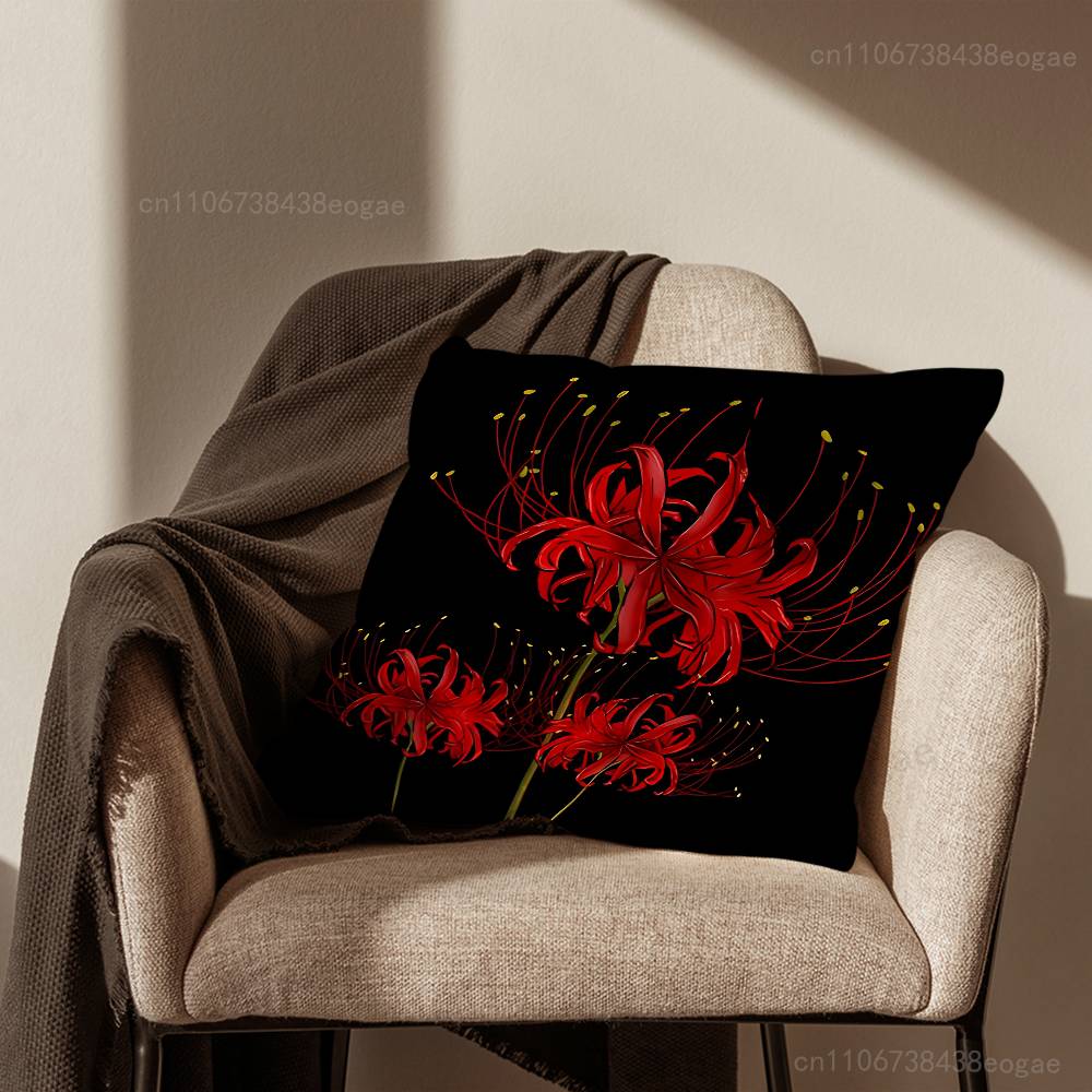 Red Spider Lily Throw Pillow Case For 45x45cm,55x55cm,30x30cm For Home Bedroom Decoration And Protector