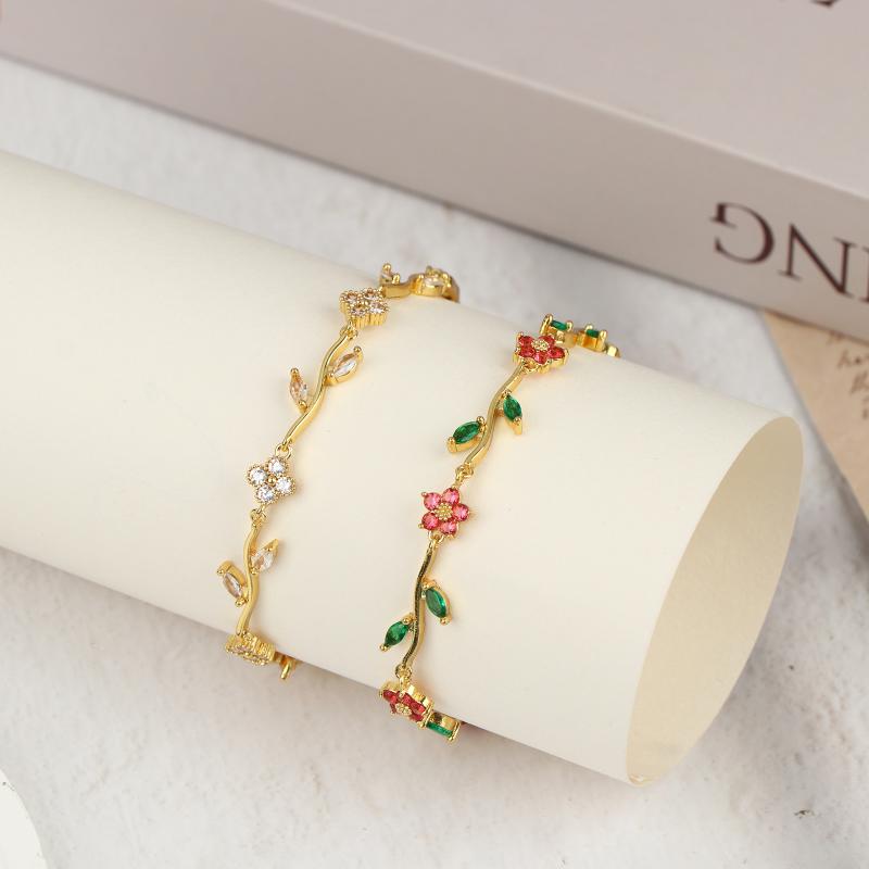 Multiple Color Flower  Branch Leaf Bracelet Dopamine Niche Women'S Bangle Jewelry Gifts