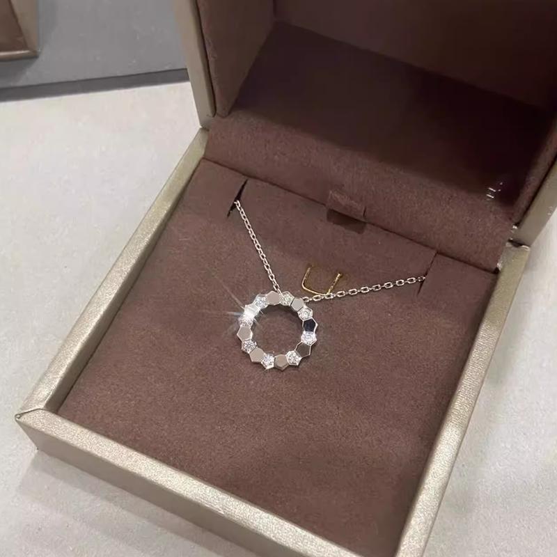 New Vintage S925 Sterling Silver Honeycomb Pendant Pave 5a Zirconia Necklaces For Women Party Fine Luxury Jewelry