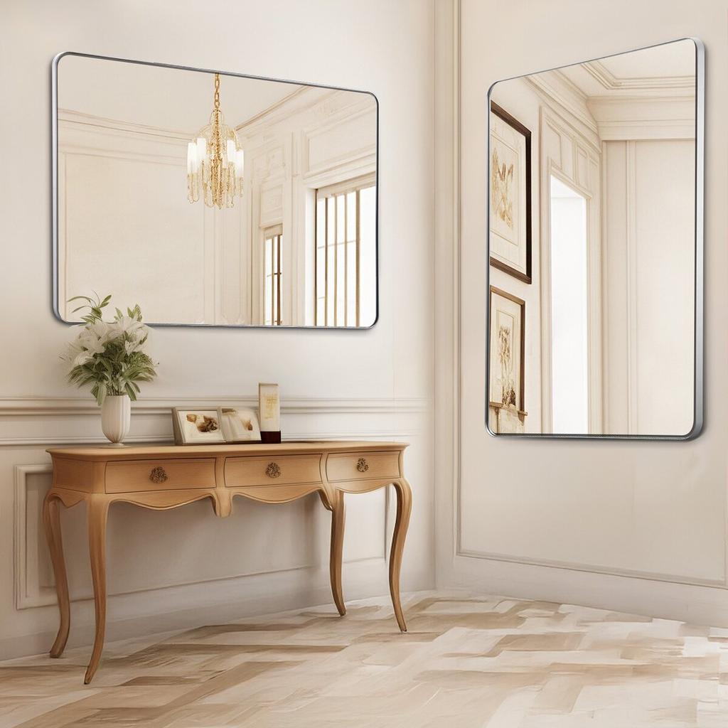 Square Wall Mounted Mirror 36" X 48" Mirror with Aluminium Alloy Frame