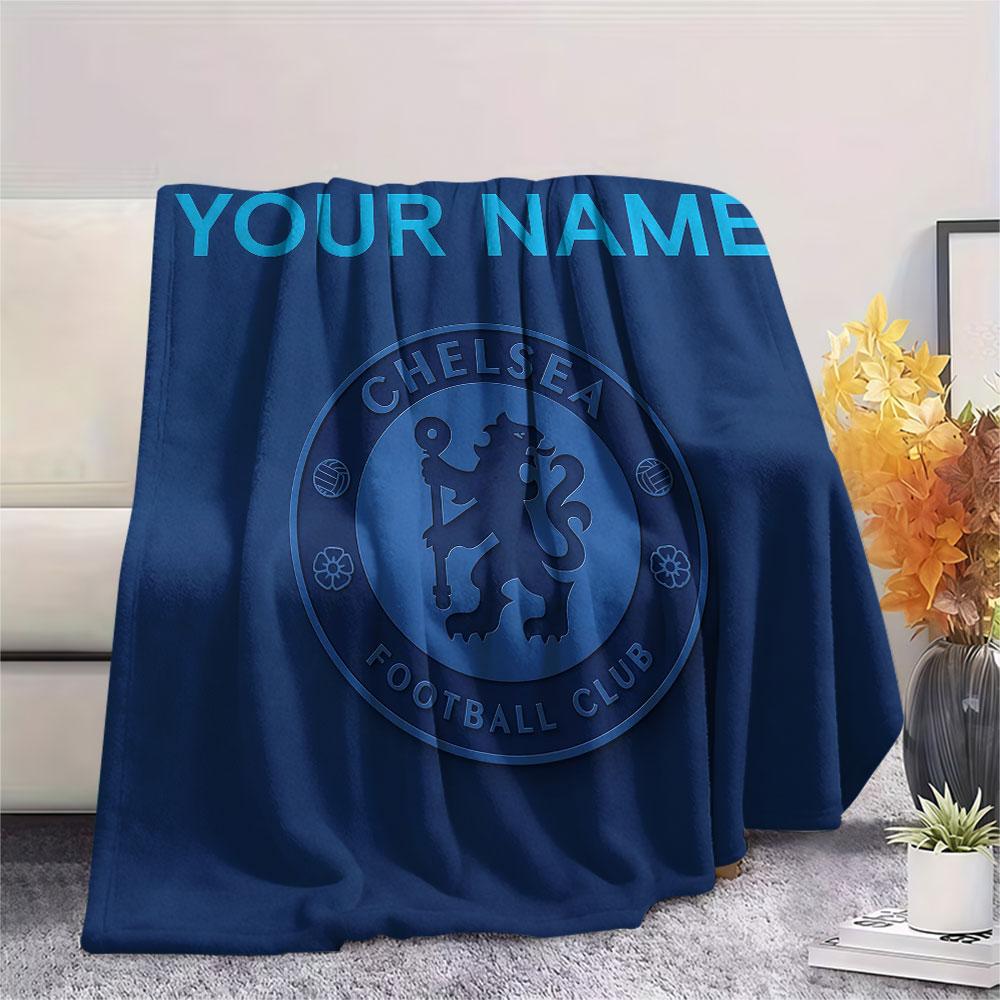 Custom Name,Chelsea FC Printed Flannel Blanket, soft throw for bedroom sofa, washable, Christmas present, great gift.
