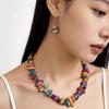 Simple Design Sense Island Style Color Shell Necklace Women'S Vacation Earrings Beach Summer Color Shell Collarbone Chain
