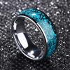 Fashion 8mm Men Stainless Steel Rings Inlay Blue Faux Turquoise Stone Rings For Men Women Wedding Engagement Band Jewelry Gift
