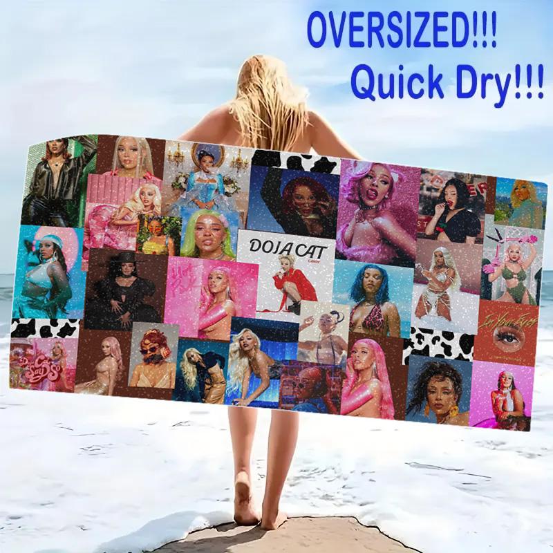 Doja Cat Print Beach Towel, Large Soft Quick Dry Towel for Beach Camping Swimming