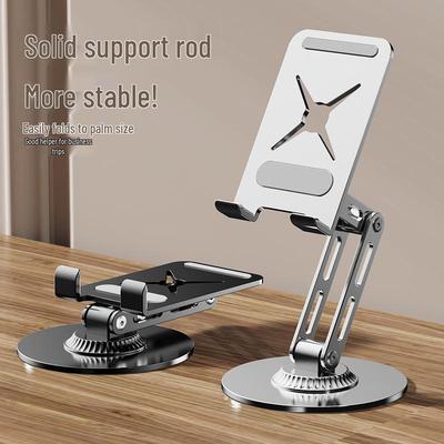 Aluminum Alloy Phone & Tablet Stand - 3-Axis Rotating, Foldable Holder for Desk or Live Streaming