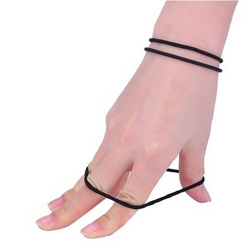 40 Pcsblack Elastic Rope Ring Hairband Women Girls Hair Band Tie Ponytail Holder
