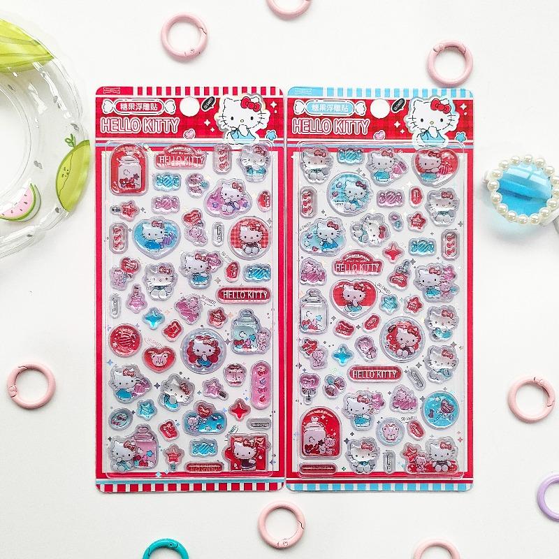 Kawaii Hello Kitty 3D Relief Decals Adorable Phone Case Laptop Water Bottle Decorations Decals School Stationery Supplies