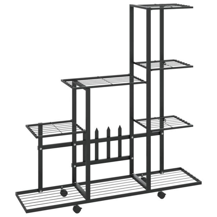 VidaXL Plant Stand On Wheels 94.5x25x92.5 Cm Black Metal