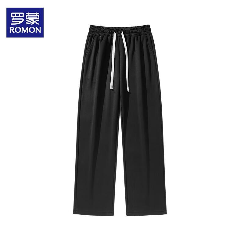 ROMON Men's Solid Loose Straight-Leg Casual Pants