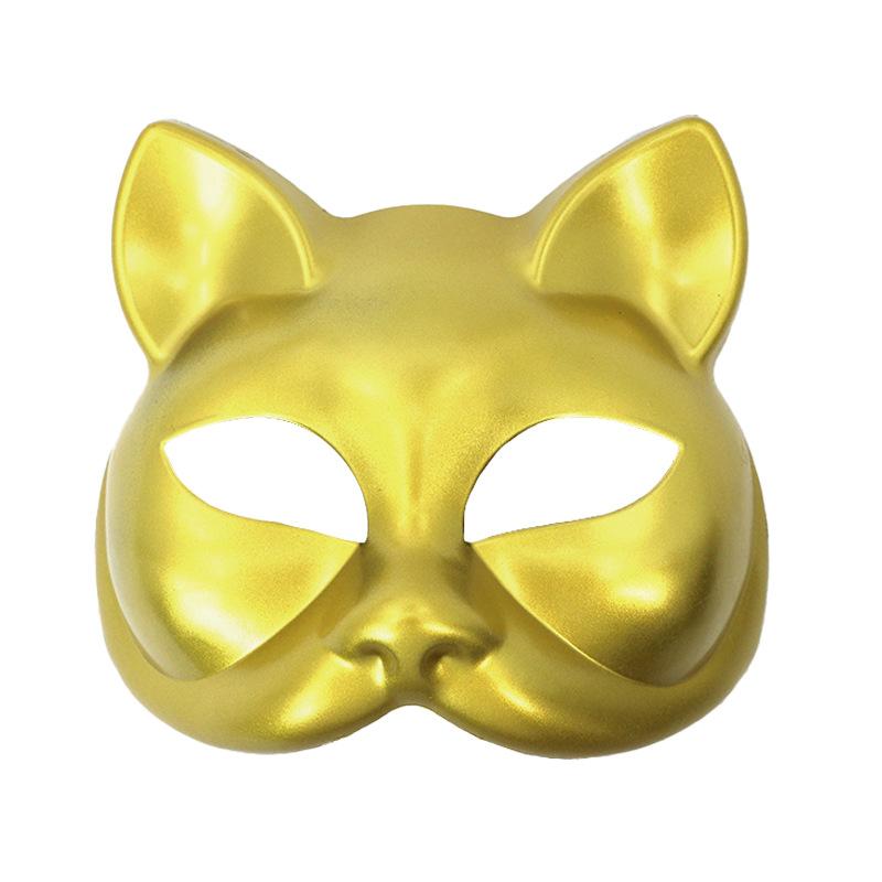Halloween Cat Face Mask Plastic Old Vintage Light Plate Half Face Mask Venice Party Prom Dress Up Props