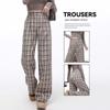 Women's Plaid Pleated Wide-Leg Suit Trousers