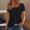 Summer Loose Casual Solid Color Square Neck Short Sleeved Top Versatile Women's T-shirts