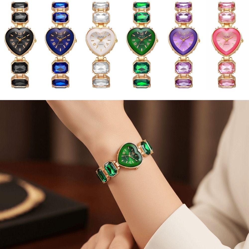 Adjustable Bracelet Rhinestone Bracelet Watch Colorful Crystal Chain Wristwatch Girl