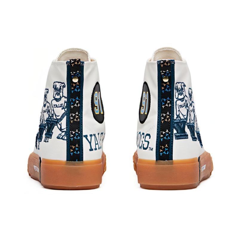 YELU X Anta Durable Breathable High-Top Canvas Shoes Men's White Sneakers