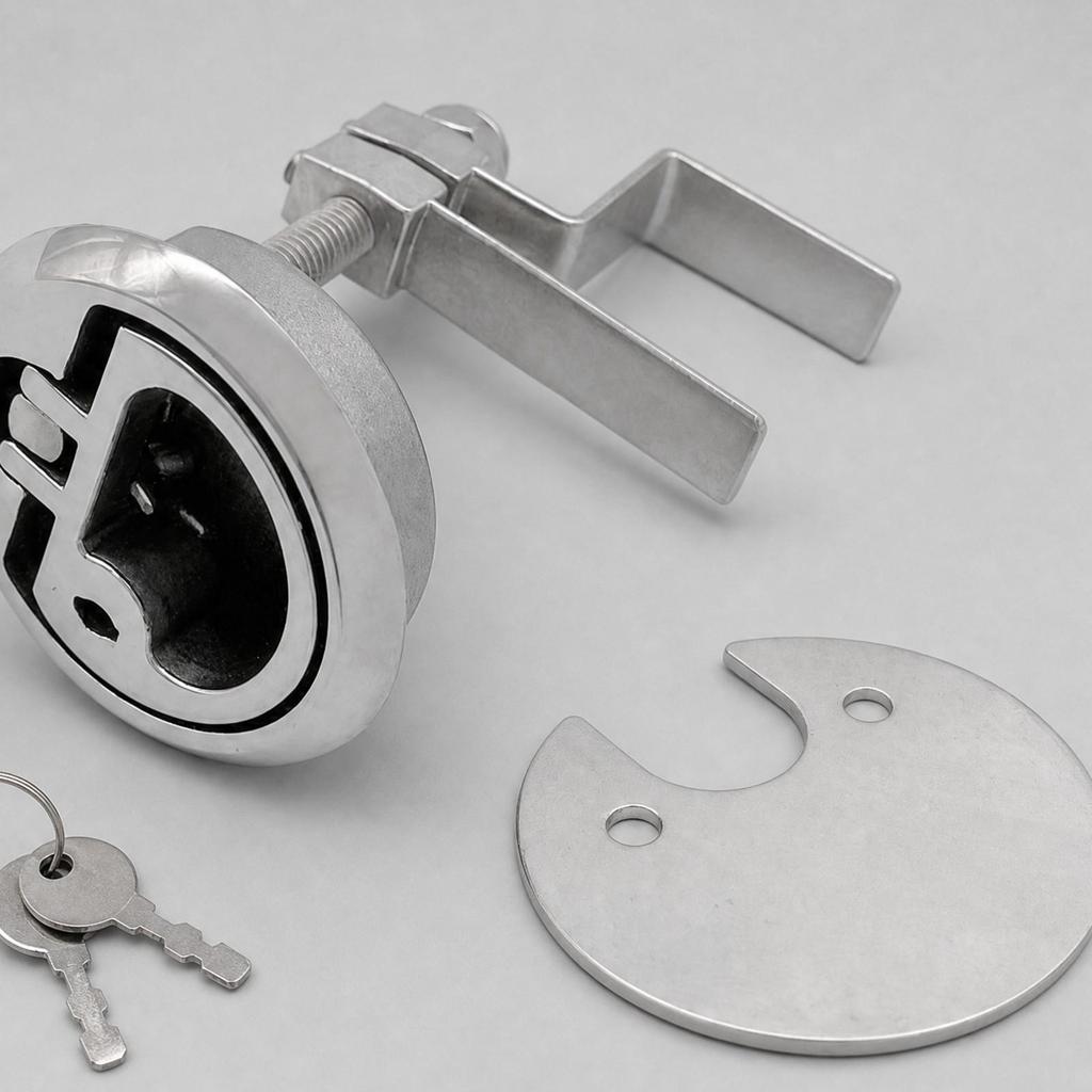 KeyOperated Deck Latch with Builtin Handle Resistant Round Faceplate Boat Lock Keys Keyed