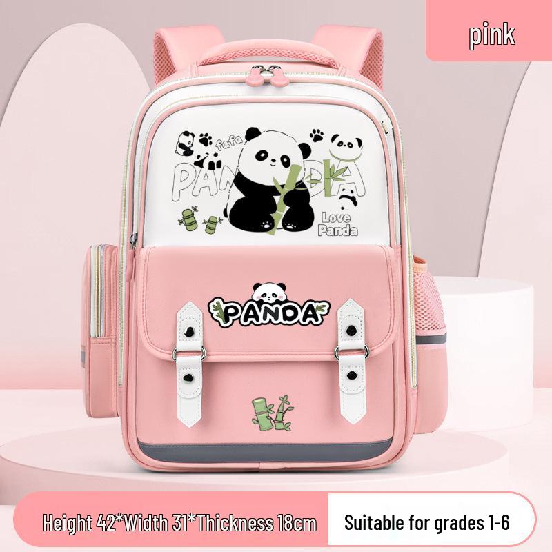 Panda Huahua Kids' Backpack - Large Capacity Spine Protection, Load Reduction, Double Shoulder for Grades 3-6