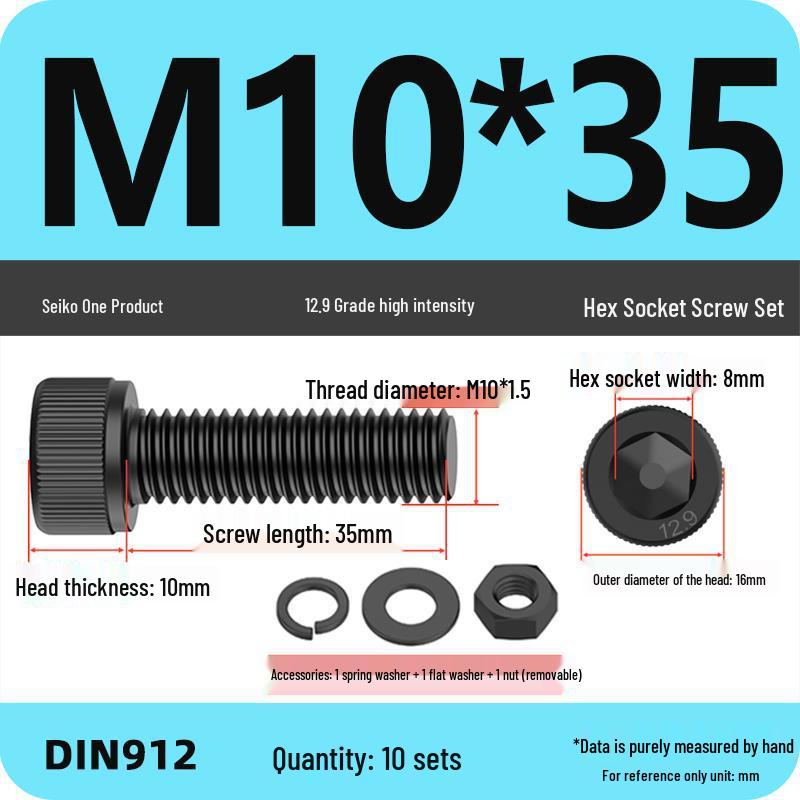 12.9 High Strength Socket Head Cap Screw and Nut Set M8-M16.