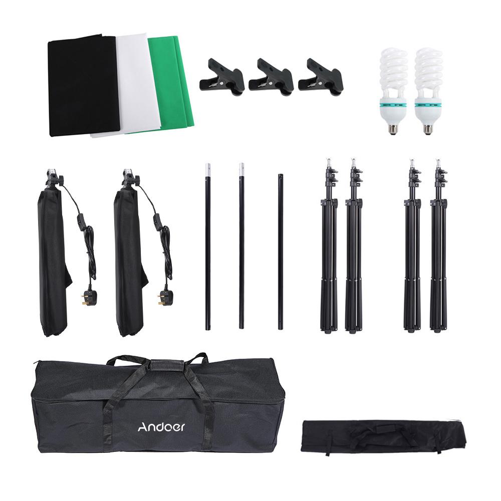 

Комплект освещения софтбокса Andoer для фотосъемки со студийным фоном Продукт для портретной фотостудии