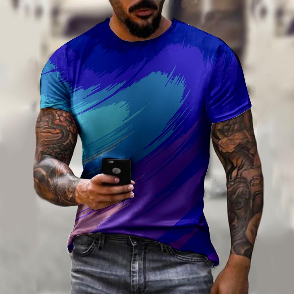 Striped T-shirt Men's T-shirt Men's Pattern T-shirt 3D Full Print Summer Short Sleeve Top