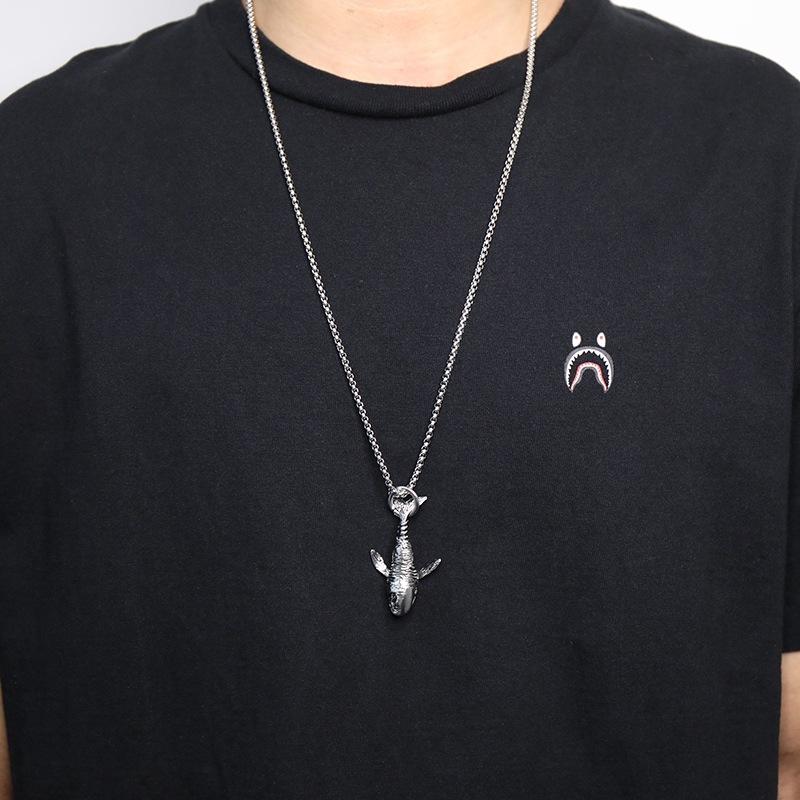 RUI RUI YU Charm Blue Whale Jumping Pendant Necklace Fashionable Men and Women Simple Necklace Sweater Chain Accessories Jewelry