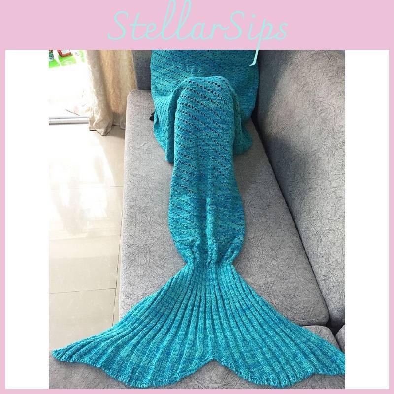 Tail Mermaid Fish Knitted Blanket Warm Solid Color Quilt Bedroom Gift Fashion
