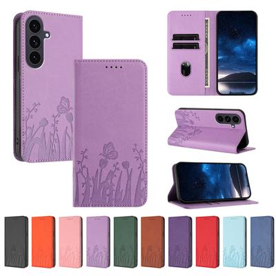Leather Flip Case For Coque Samsung Galaxy S25 S24 S23 S22 S21 S20 Plus Ultra FE S25 Edge Holder Wallet Stand Phone Cover Fundas