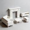 3D Embossed Pattern Miniature Fireplaces Model Doll House Accessory With Flower Carving For 1/12 Scale Model Scene Display