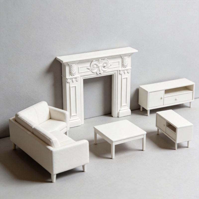3D Embossed Pattern Miniature Fireplaces Model Doll House Accessory With Flower Carving For 1/12 Scale Model Scene Display