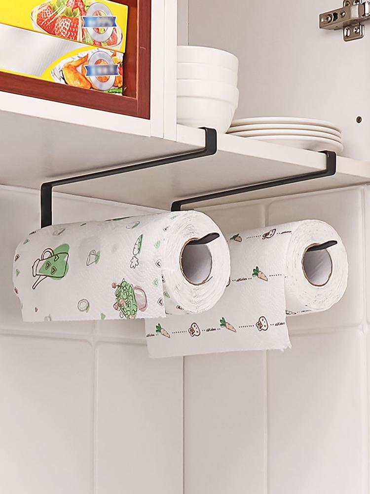 1PC, Hanging Tissue Holder, Punch-free Hanging Rack, Cabinet Lazy Roll Paper Holder, Plastic Wrap Wiping Cloth Holder