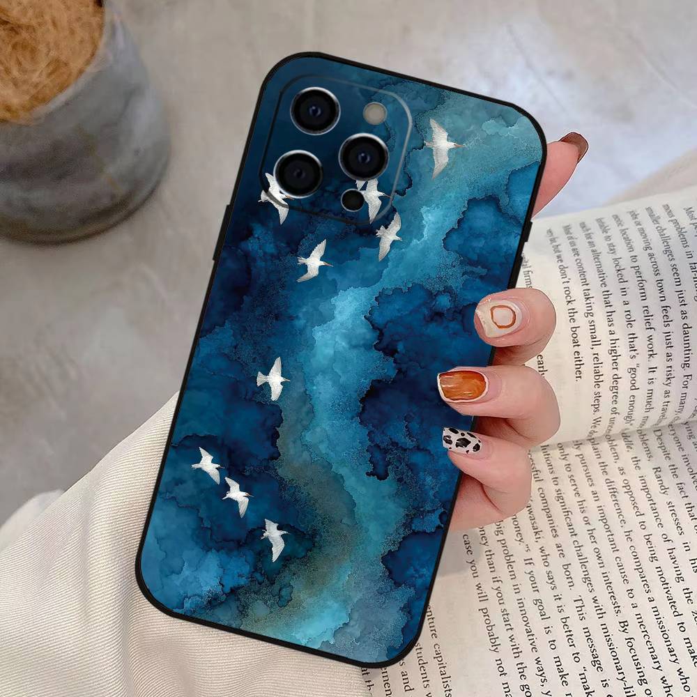 Sea Phone Case For iPhone 17, 16,15,14,13,12,11 Plus,Pro Max, Others Soft Black Cover