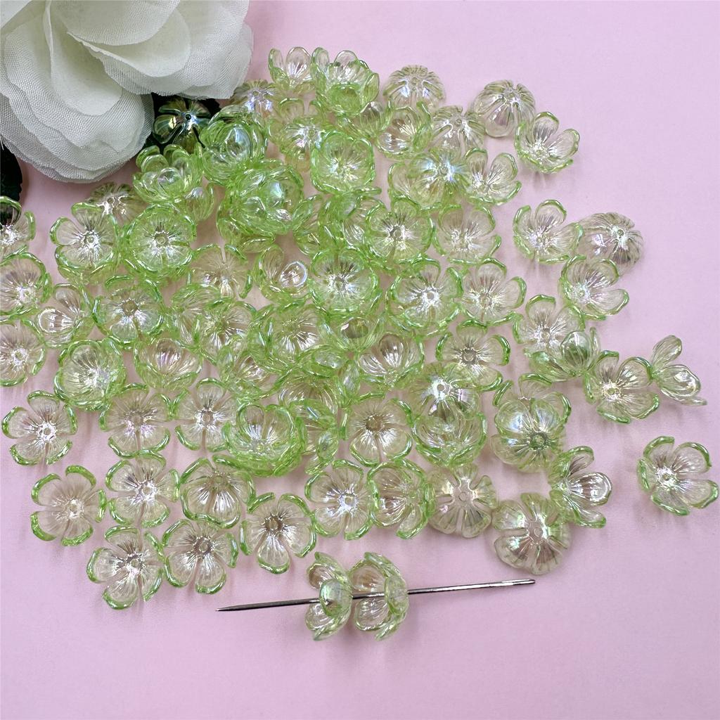 Home Party Supplies DIY Materials Loose Beads 100Pcs Gradient 16*8mm Making Jewelry Accessories Phone Chain Acrylic Bracelets Flower Transparent
