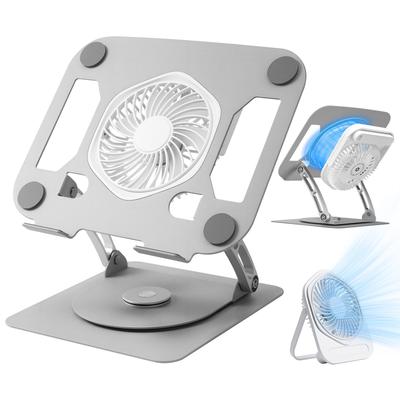 SHUWEI Laptop Cooling Stand with Detachable High-Volume Cooling Fan, 360° Rotation, Powerful Airflow, Foldable Design, Stepless Angle and Height Adjus