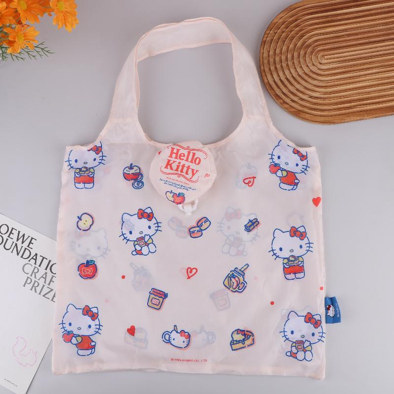 Sanrio Foldable Hello Kitty Storage Shopping Bag Kuromi Melody Cinnamoroll Cartoon Organizer Folding Large Capacity Bag Japan