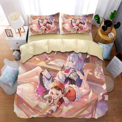 Anime G-Genshin Impact Bettbezug Kissenbezug Anime Mädchen Bettwäsche-Set Erwachsene Junge Teenager Kinder Schlafzimmer Dekoration Queen King Size