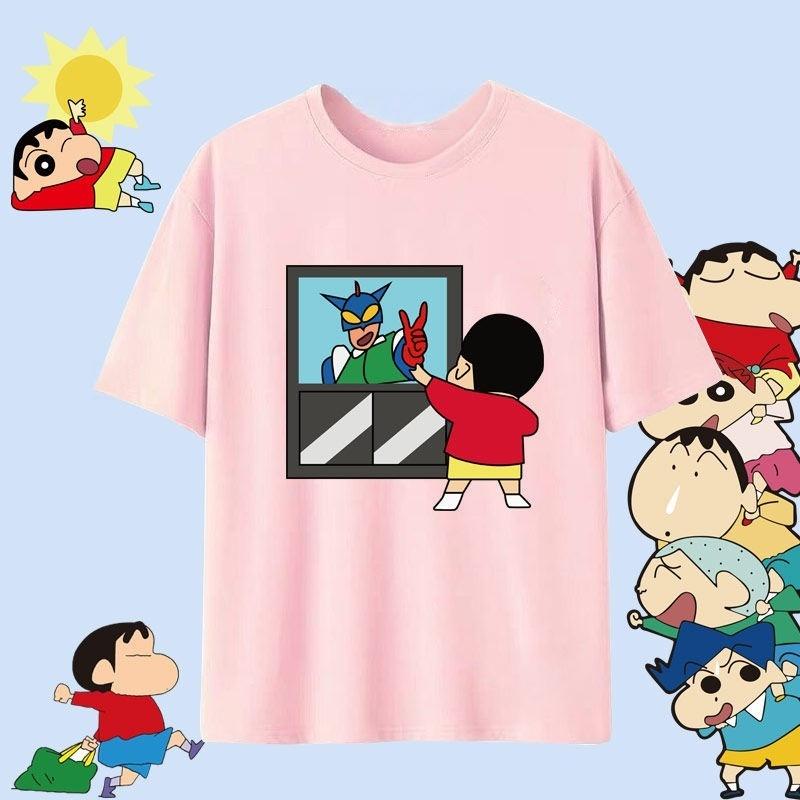Crayon Shin Chan Shinnosuke Shiro Hug Print T Shirt Women Oversized Cute Cartoon Short Sleeve Casual Tee Top