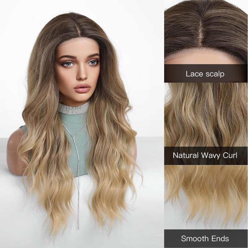 BLONDE UNICORN Small Lace Synthetic Wig Wavy Cosplay Wigs for Women Daily Use Long Blonde Wigs Heat Resistant Fiber Hair