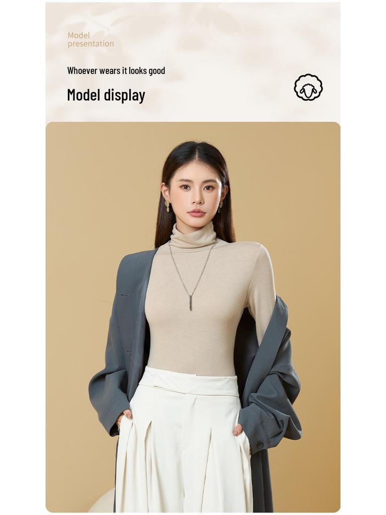 Dámská základní vrstva s rolákem: Tencel Vlna, Slim Fit, Vysoká Elasticita, Dlouhý Rukáv, Hřejivý Podzimně-Zimní Top