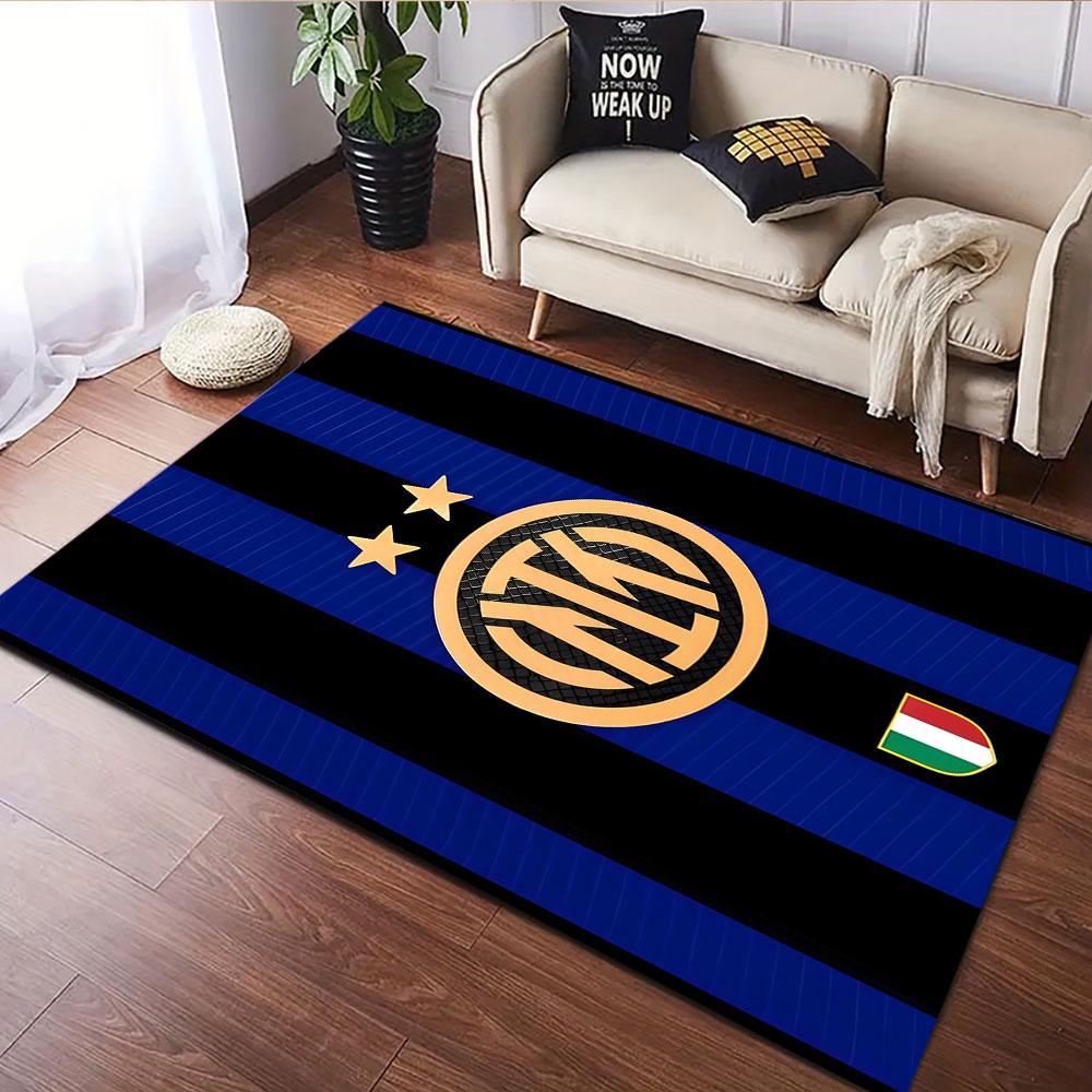 Blue and Black Striped Logo Design Patterned carpet, suitable as a non slip play mat for the living room and bedroom sofa