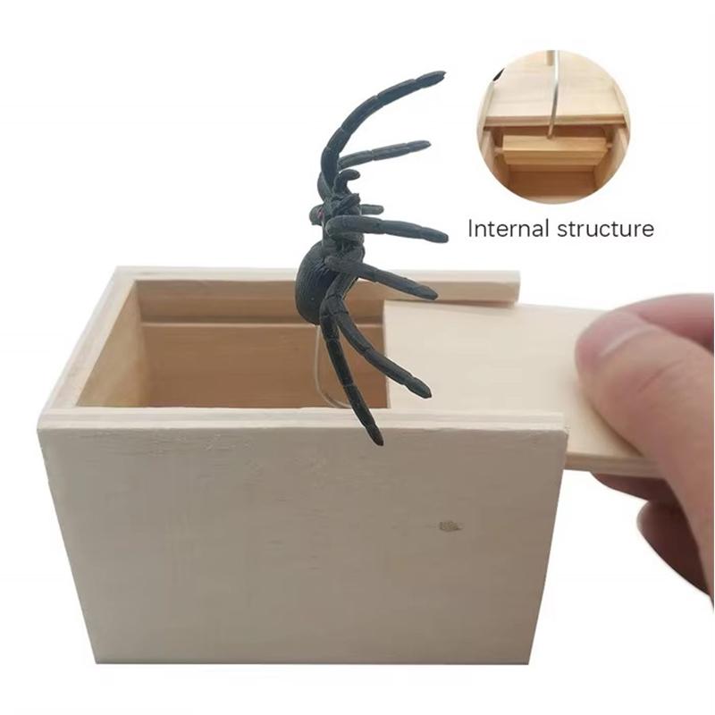 Funny Surprise Joke Prank Happy Box Wooden Spider Box Toys And Other Scary Toys Target Adult Boy April Fool Festival Party Props