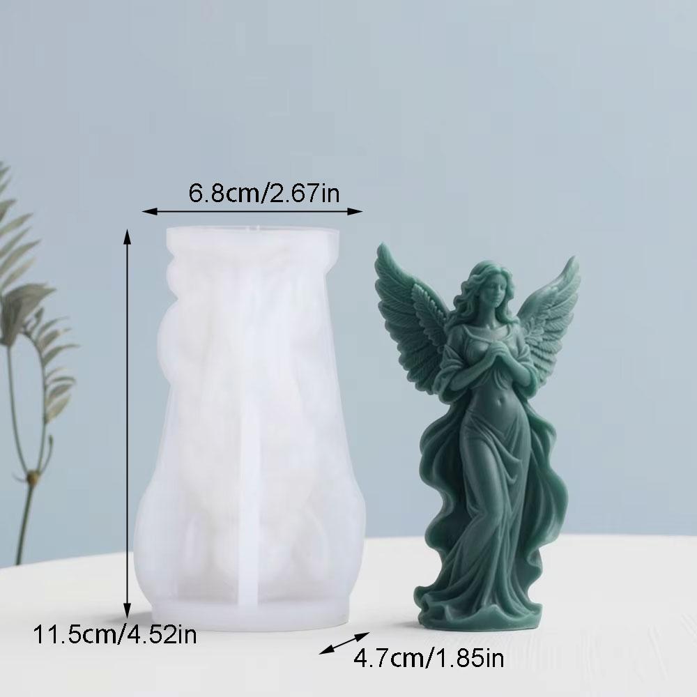 Wings Goddess Scented Silicone Candle Mould Diy Prayer Angel Sculpture Gypsum Resin Mold Women Candle Making Supplies Home Decor (As shown-9235)-