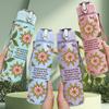 1PC Retro Boho Floral Wreath Print 750ml Color Plastic Sports Water Bottle Leakproof Flip Straw Lid Suitable for Sports Office Home Use
