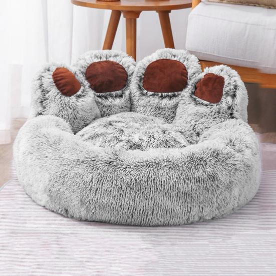 Dogs Fuzzy Nest Bed Cute Bear Paw Design Cat Sofa Bed Soft Fluffy Cushion Plush Cozy Pet Sleeping Bed for Small Medium Large Dogs And Cats