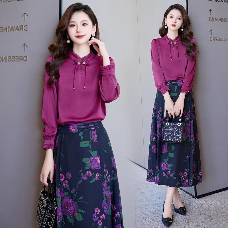 

Женский осенний новый костюм, рубашка для деловых поездок, юбка, двухпредметное деловое платье XXL