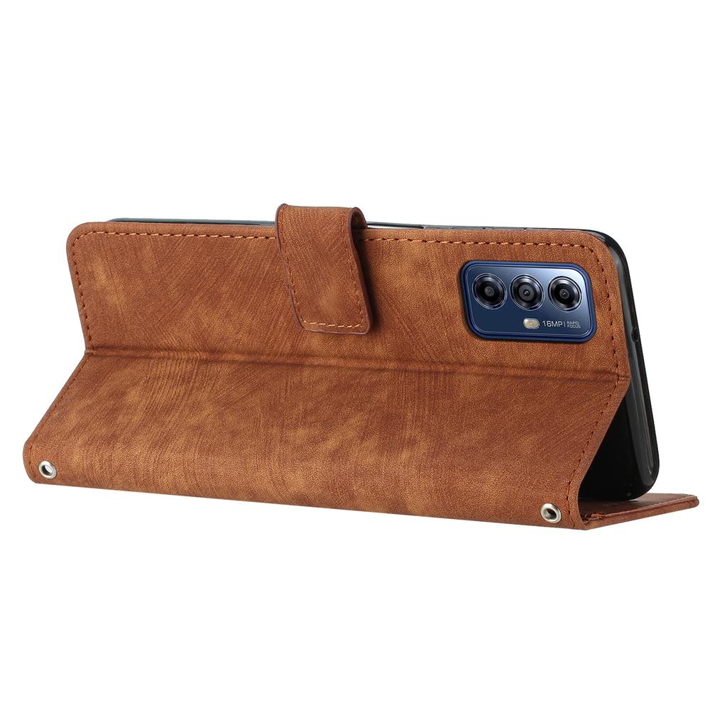 For Motorola Moto G Play (2024) 4G PU Leather Stand Cover Line Wallet Phone Case Skin Touch Feeling