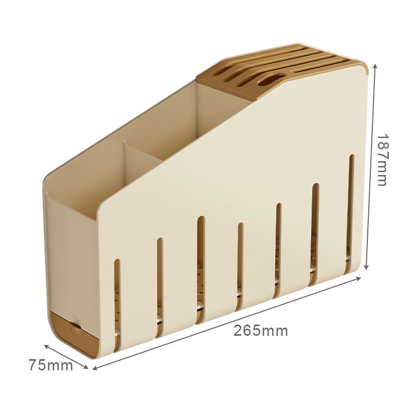 

Настенный держатель для ножей Пластиковая стойка для хранения на кухне Многофункциональные принадлежности для инструментов Палочки для еды Интегрированные полки для хранения бежевый