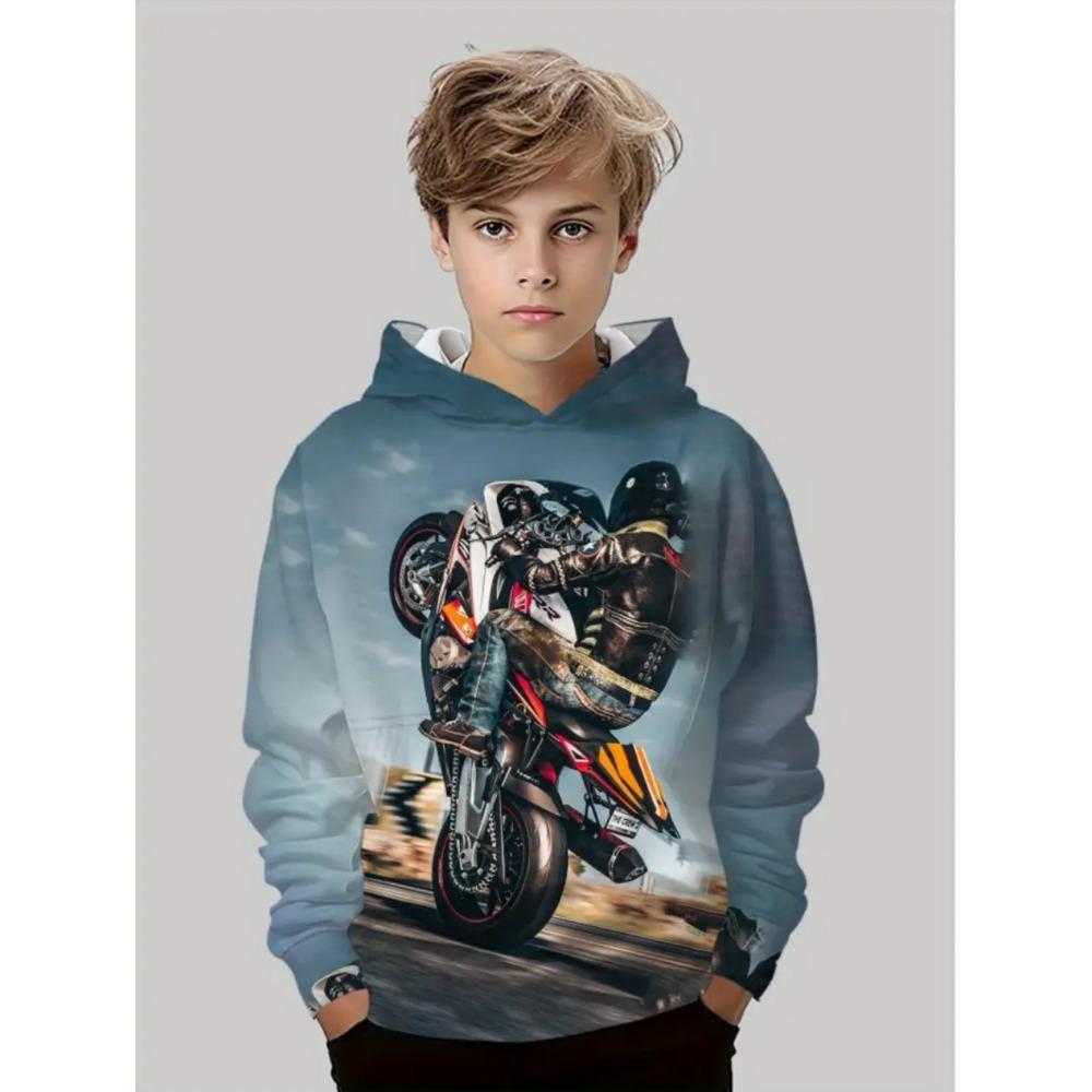 Motorcycle Motocross Print Hoodies for Boys New Fashion Long Sleeves 3D Sports Sweatshirts Pullover Hoodie Children's Clothing