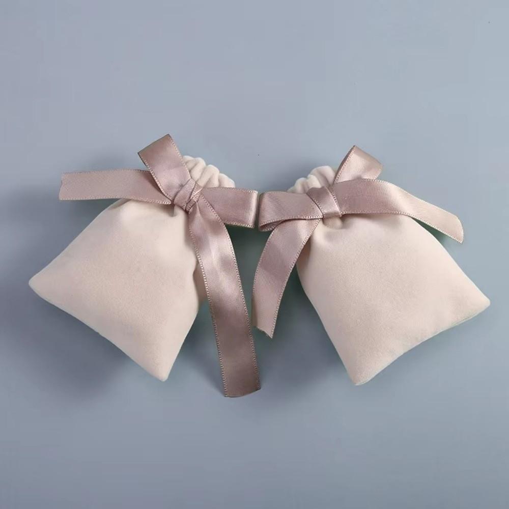 5pcs Thicken Jewelry Bags Small Bracelet Velvet Packaging Pouches Ribbon Bow Drawstring Gift Bag Jewelry Protect Storage Box