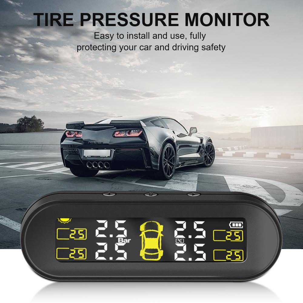 Tire Pressure Monitoring System 4 External Sensors Rotating Holder USB Solar TPMS Car Tyre Pressure Monitor Tyre Pressure Alarm