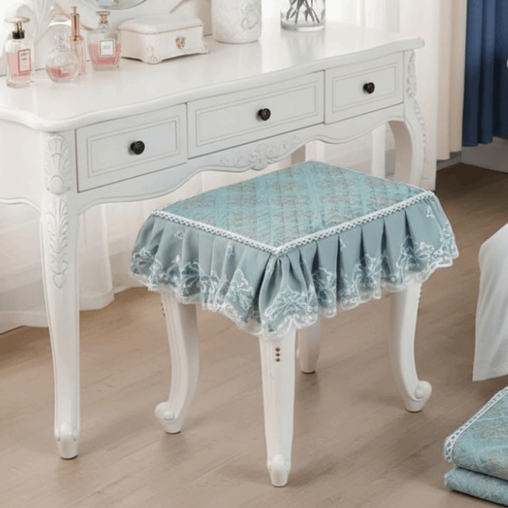 Thick Floral Makeup Stool Cover Floral Pattern Seat Chair Slipcover Stool Cushion Cover Household